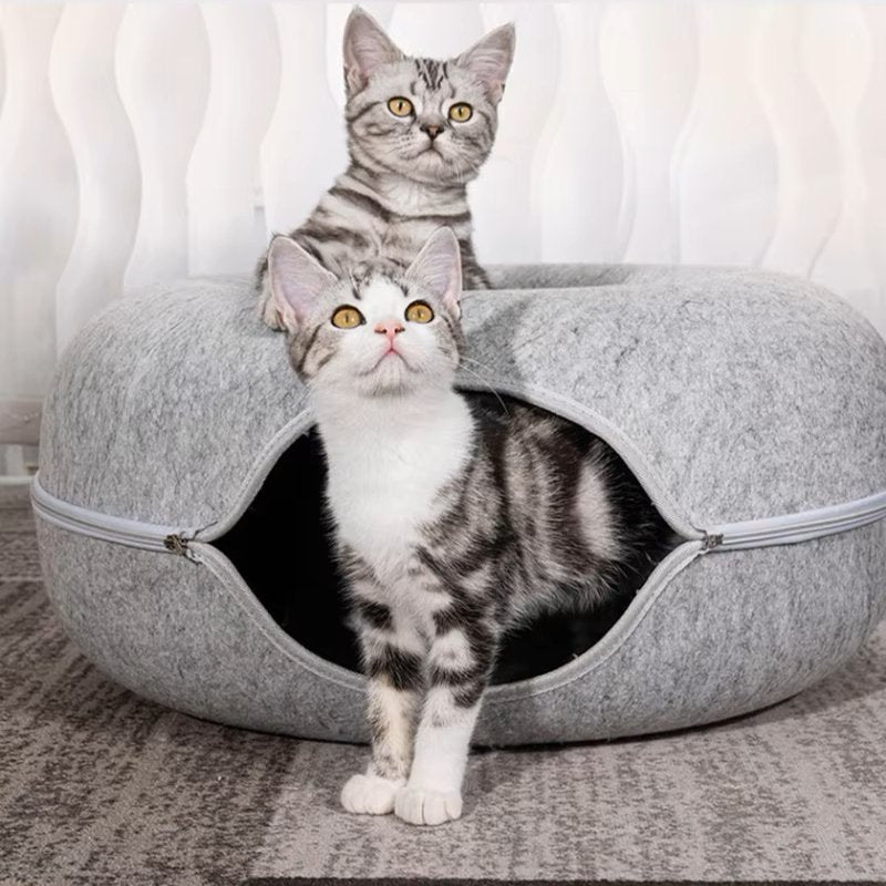 Lit pour chat™ - Donut - Gris Clair - Chat Doudou