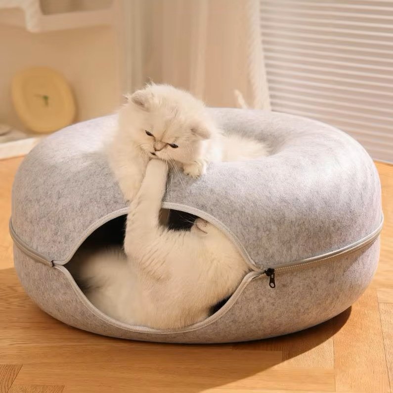 Lit pour chat™ - Donut - Gris Clair - Chat Doudou