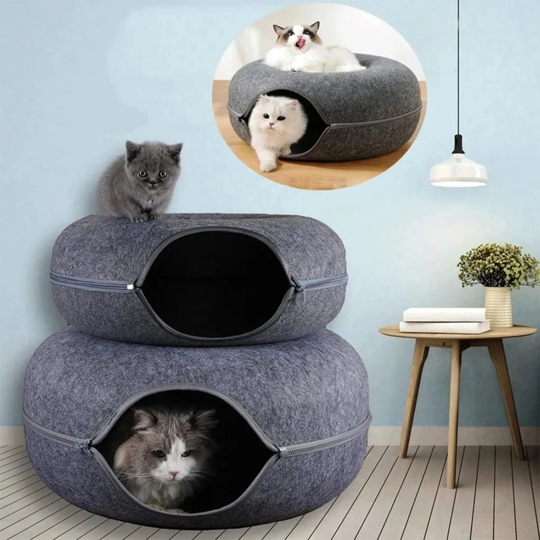 Lit pour chat™ - Donut - Gris Foncé - Chat Doudou